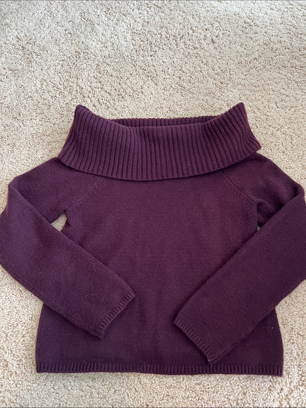 Old Navy Women's Off-Shoulder Foldover Sweater in Plum